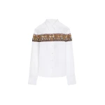 Dries Van Noten Embroidered checked cotton shirt in White | Tops | Luxury Shoes 