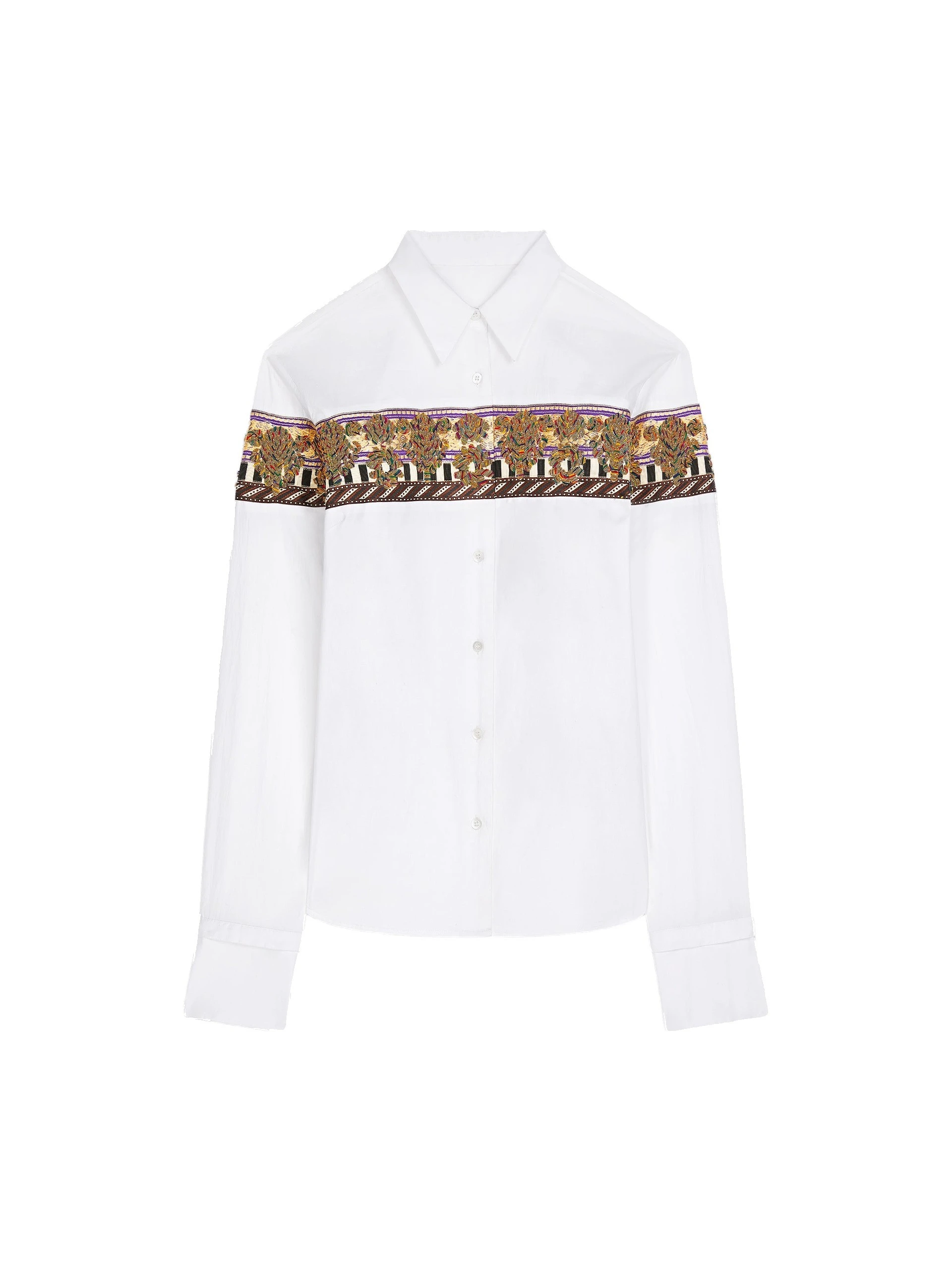 Dries Van Noten Embroidered checked cotton shirt in White | Tops | Luxury Shoes Dries Van Noten Embroidered checked cotton shirt in White | Tops | Luxury Shoes