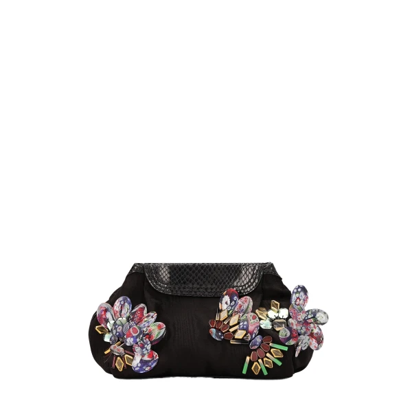 Embroidered clutch bag in Black - Image 2