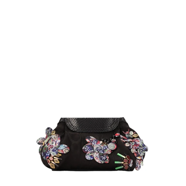 Embroidered clutch bag in Black - Image 3