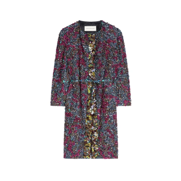 Dries Van Noten Embroidered coat in Petrol | Coats | Luxury Shoes 
