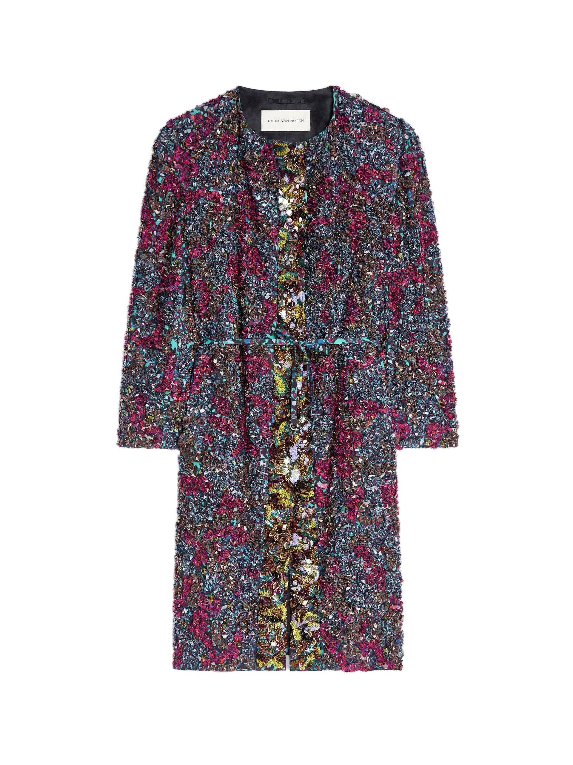 Dries Van Noten Embroidered coat in Petrol | Coats | Luxury Shoes Dries Van Noten Embroidered coat in Petrol | Coats | Luxury Shoes
