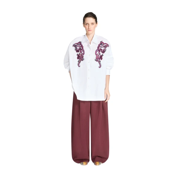 Embroidered cocoon shirt in White - Image 2