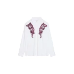 Dries Van Noten Embroidered cocoon shirt in White | Tops | Luxury Shoes 