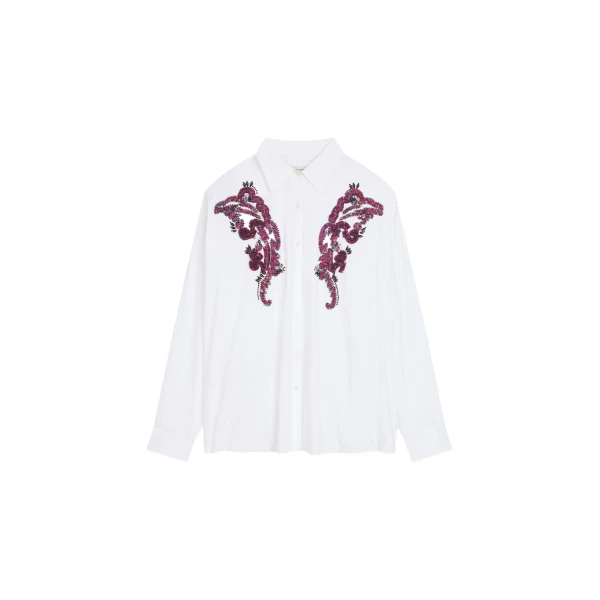 Embroidered cocoon shirt in White