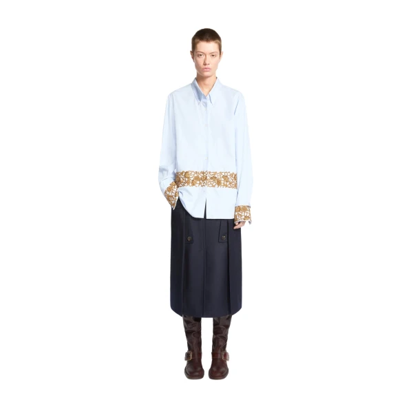 Embroidered cotton poplin shirt in Light Blue - Image 2