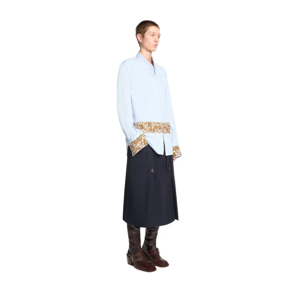 Embroidered cotton poplin shirt in Light Blue - Image 3