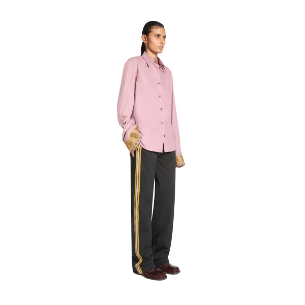 Embroidered cotton poplin shirt in Old Rose - Image 3
