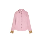 Dries Van Noten Embroidered cotton poplin shirt in Old Rose | Tops | Luxury Shoes 