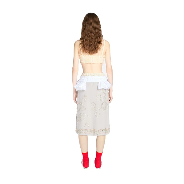 Embroidered cotton skirt in Light Grey - Image 4