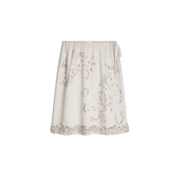 Dries Van Noten Embroidered cotton skirt in Light Grey | Skirts | Luxury Shoes 