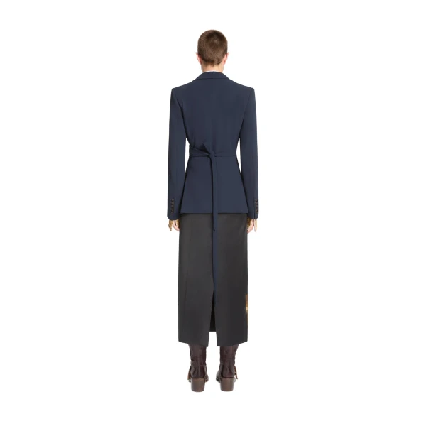 Embroidered crepe blazer in Navy - Image 4