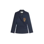 Dries Van Noten Embroidered crepe blazer in Navy | Jackets | Luxury Shoes 