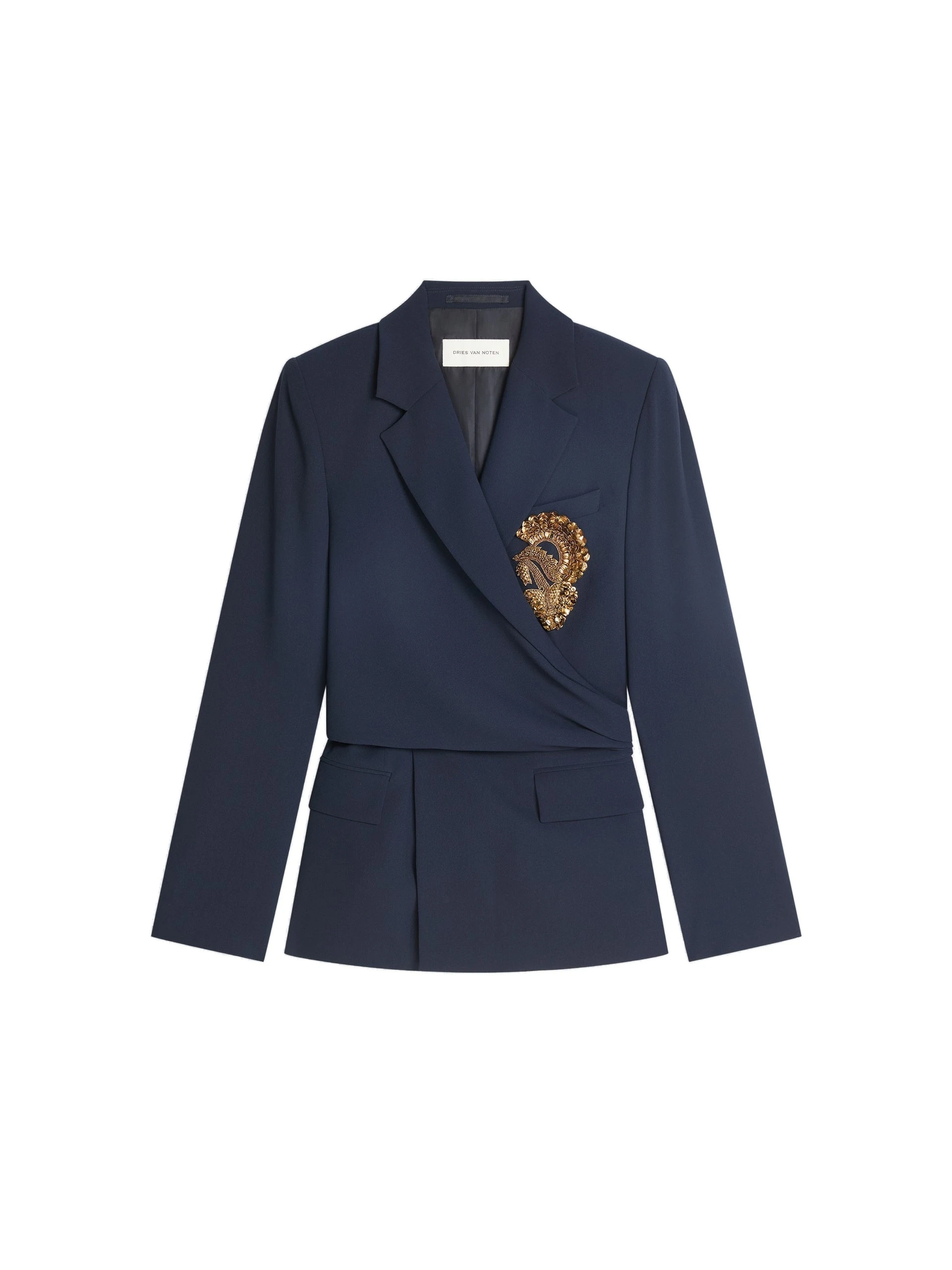 Dries Van Noten Embroidered crepe blazer in Navy | Jackets | Luxury Shoes Dries Van Noten Embroidered crepe blazer in Navy | Jackets | Luxury Shoes