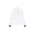 Dries Van Noten Embroidered cuff cotton poplin shirt in White | Tops | Luxury Shoes 