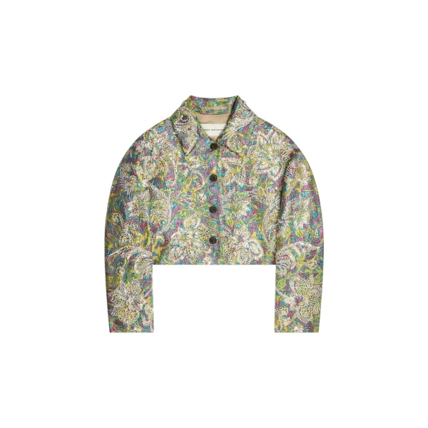 Dries Van Noten Embroidered jacquard jacket in Lemon | Jackets | Luxury Shoes 