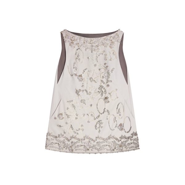 Dries Van Noten Embroidered mini dress in Light Grey | Dresses | Luxury Shoes 
