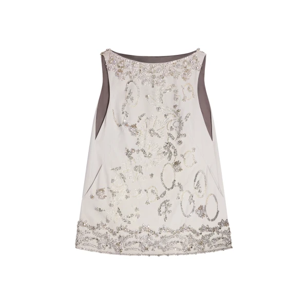 Embroidered mini dress in Light Grey
