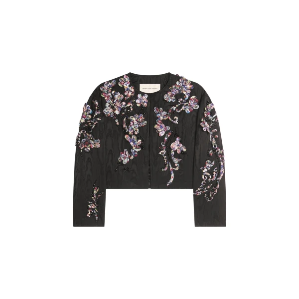 Dries Van Noten Embroidered moiré jacket in Black | Jackets | Luxury Shoes 
