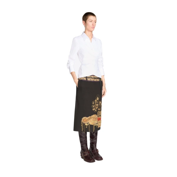 Embroidered pencil skirt in Black - Image 3