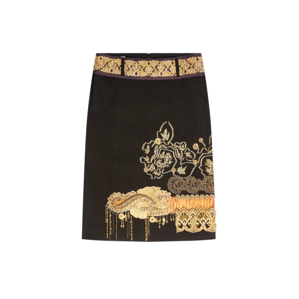 Embroidered pencil skirt in Black