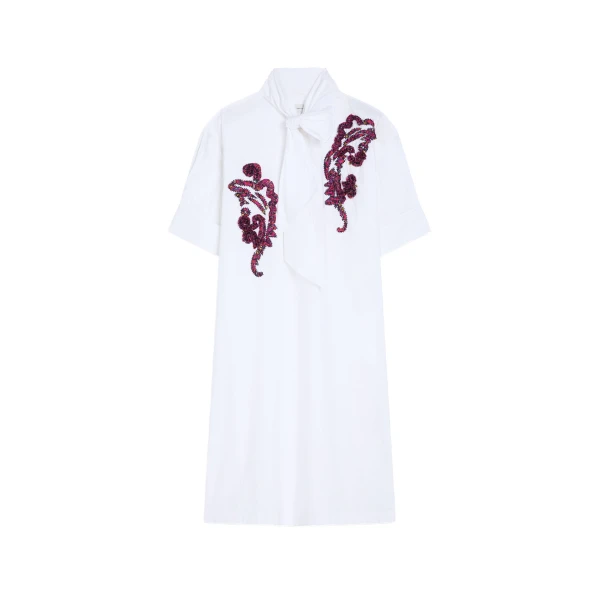 Embroidered shirt dress in White
