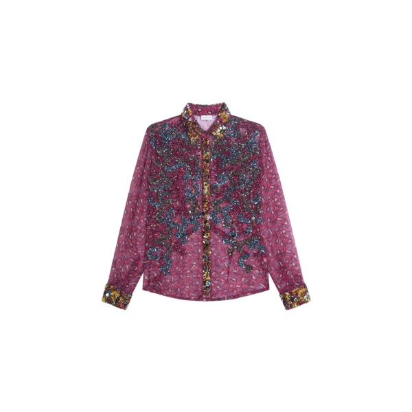 Dries Van Noten Embroidered shirt in Fuchsia | Tops | Luxury Shoes 