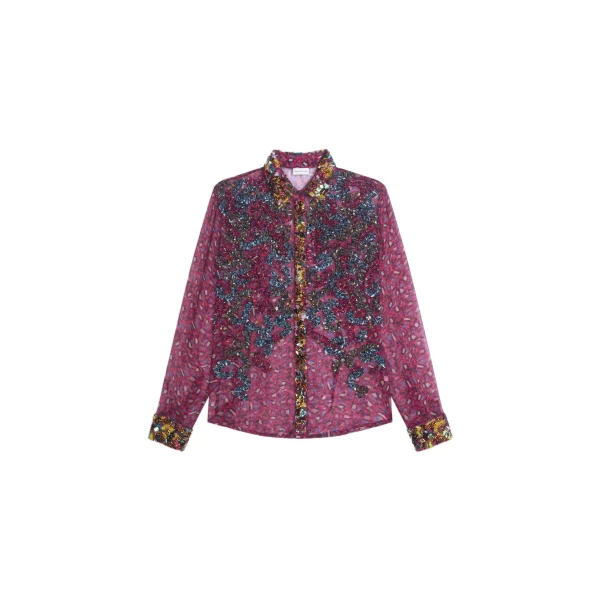 Embroidered shirt in Fuchsia