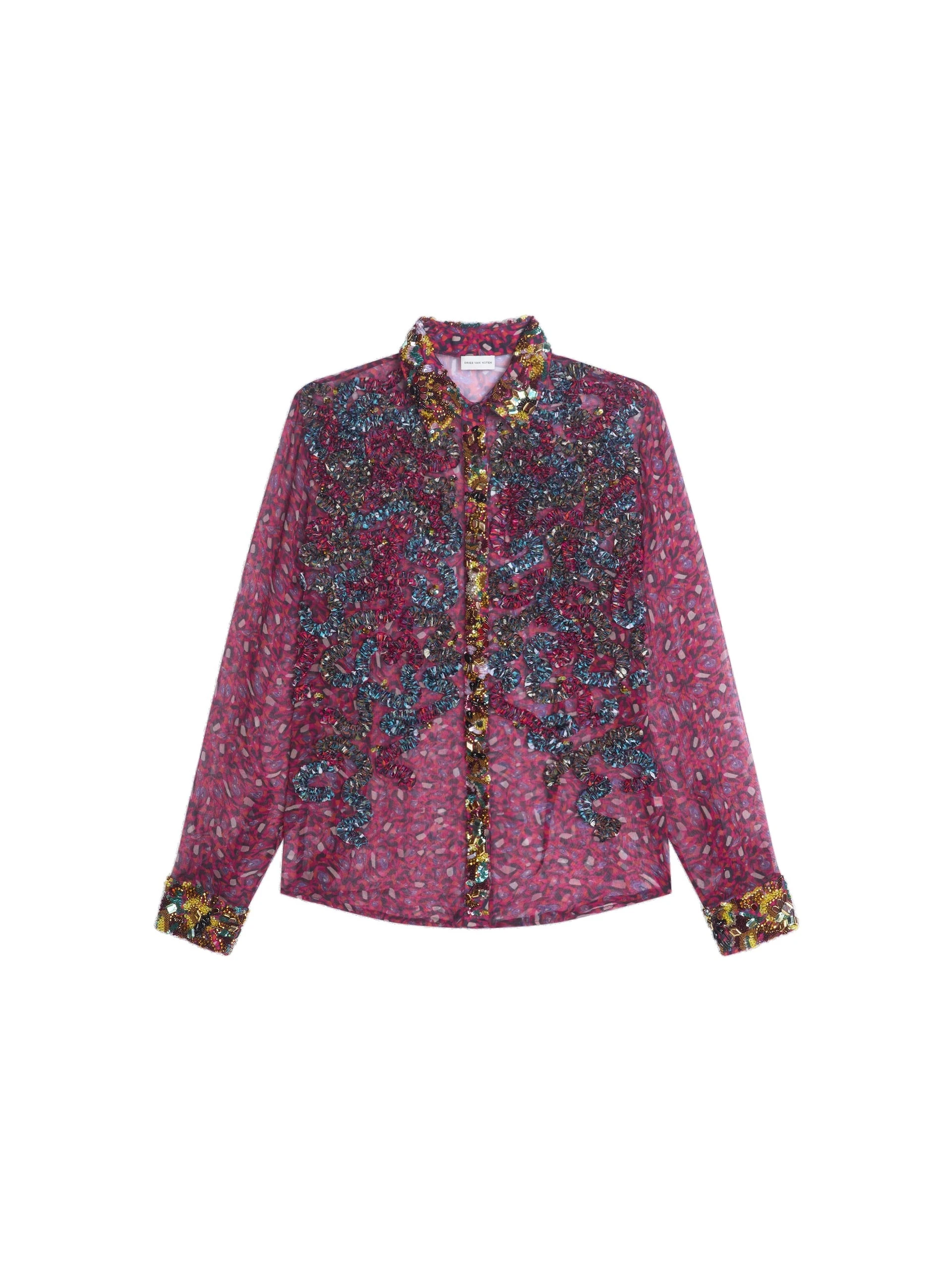 Dries Van Noten Embroidered shirt in Fuchsia | Tops | Luxury Shoes Dries Van Noten Embroidered shirt in Fuchsia | Tops | Luxury Shoes