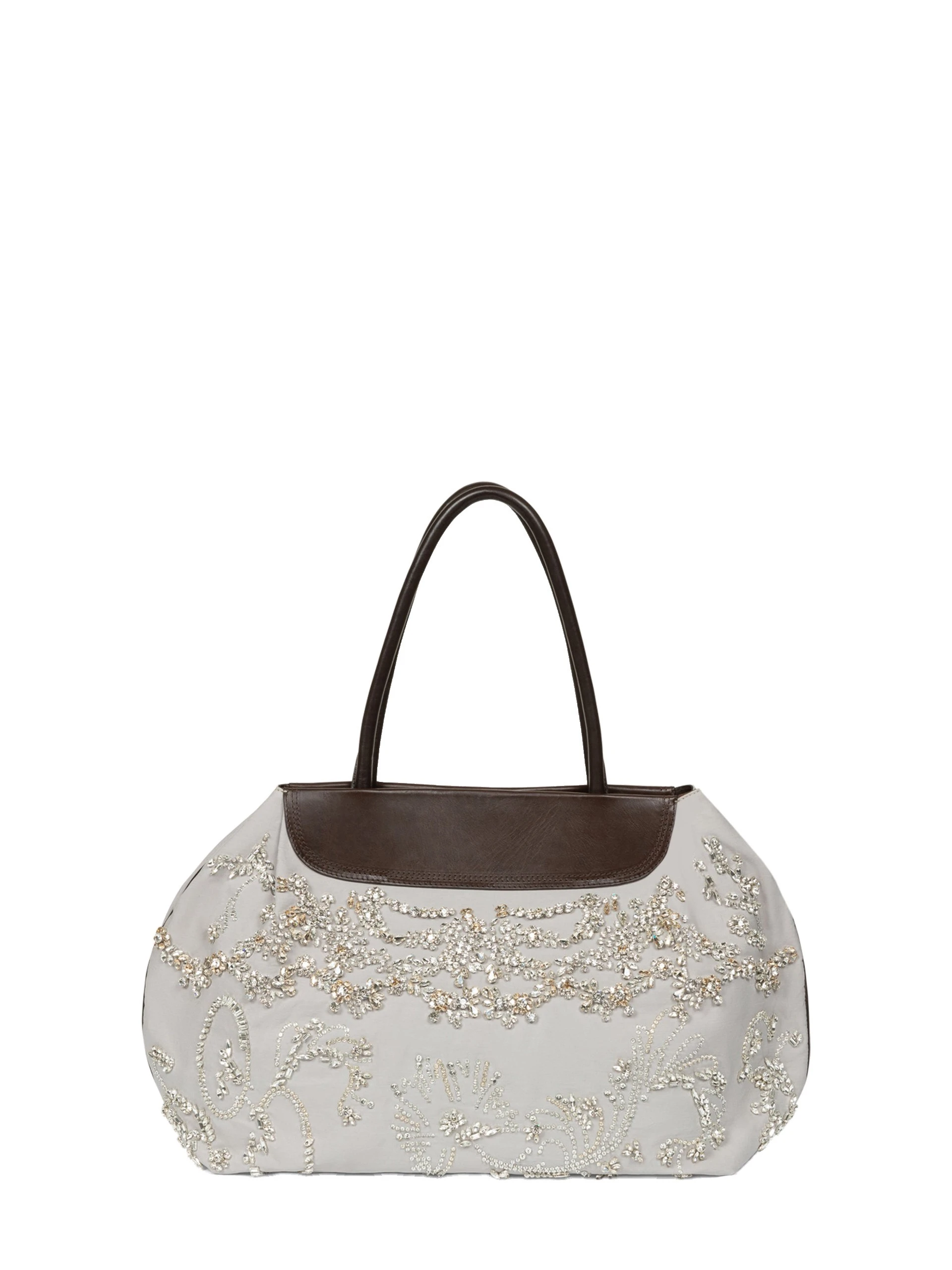 Dries Van Noten Embroidered shoulder bag in Light Grey | Shoulder & Crossbody Bags | Luxury Shoes Dries Van Noten Embroidered shoulder bag in Light Grey
