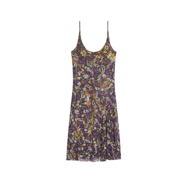 Dries Van Noten Embroidered slip dress in Purple | Dresses | Luxury Shoes 