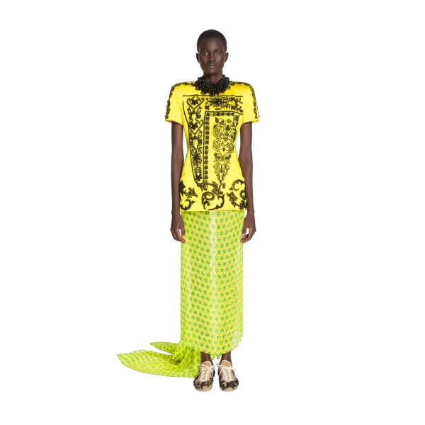 Embroidered tailored top in Yellow - Image 2