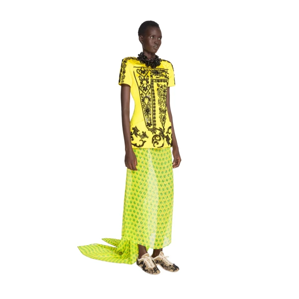 Embroidered tailored top in Yellow - Image 3