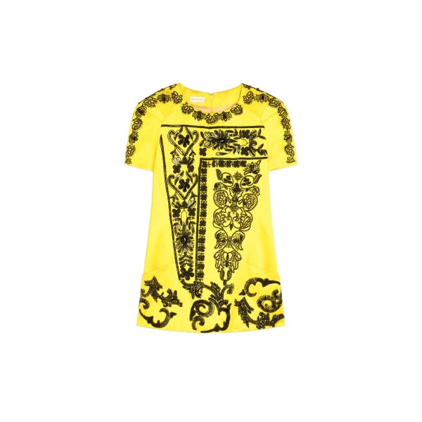 Embroidered tailored top in Yellow