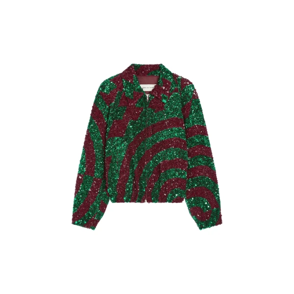Dries Van Noten Embroidered viscose blouson in Burgundy | Jackets | Luxury Shoes 