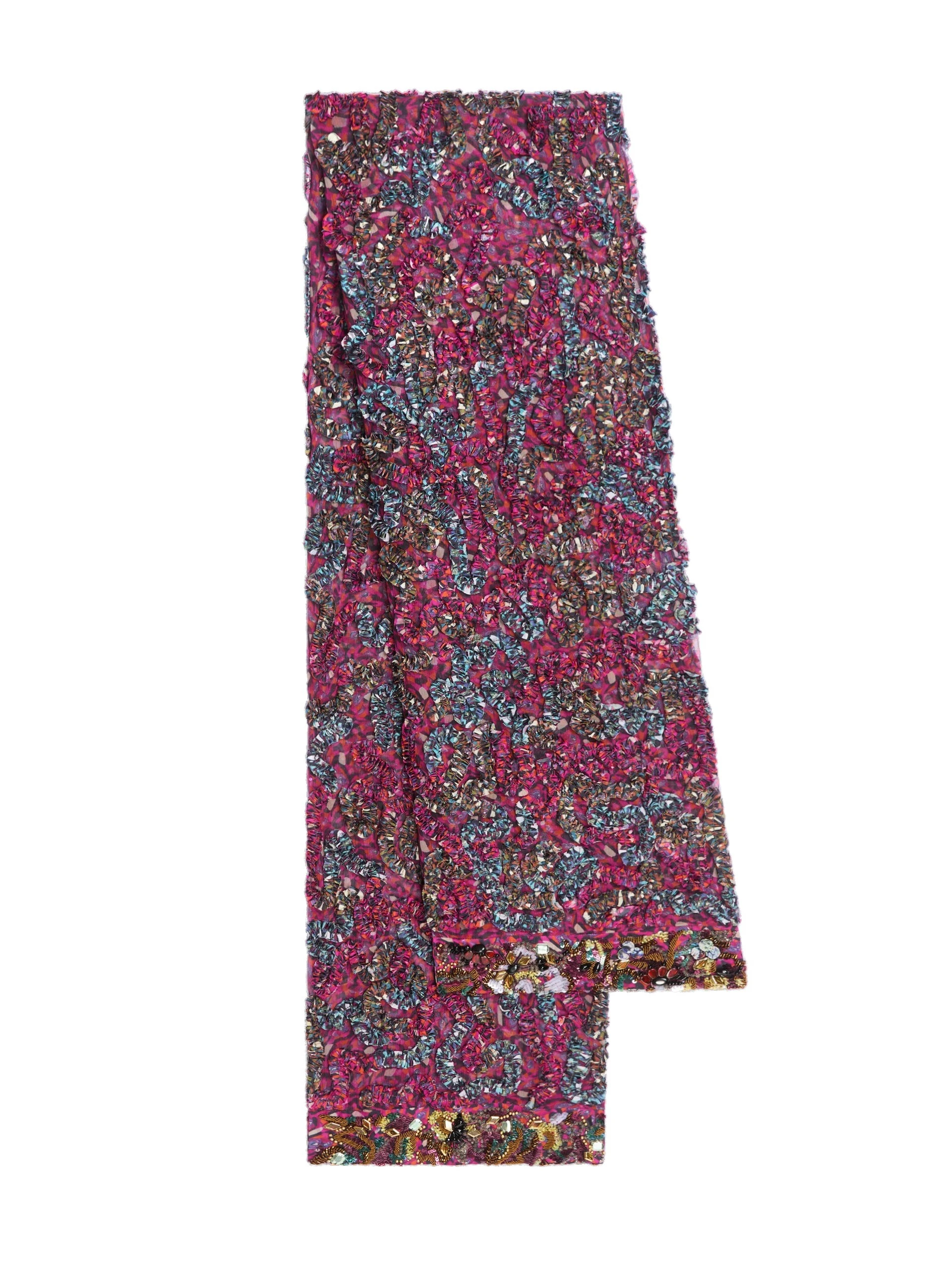 Dries Van Noten Embroidered viscose scarf in Fuchsia | Scarves | Luxury Shoes Dries Van Noten Embroidered viscose scarf in Fuchsia