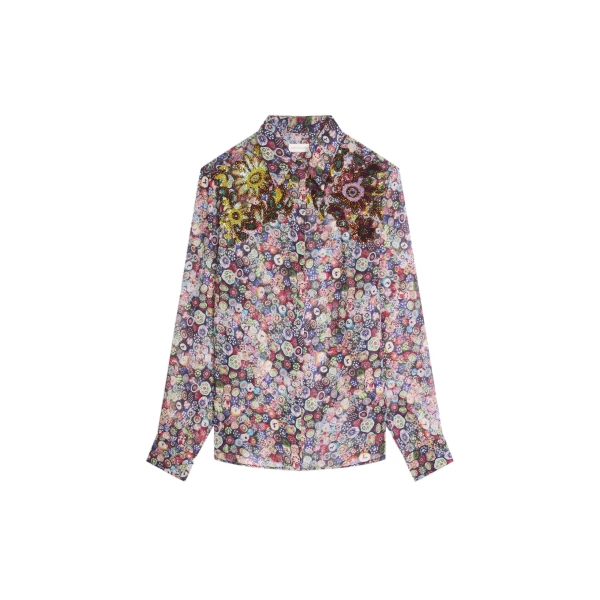 Embroidered viscose shirt