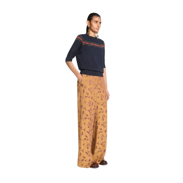 Embroidered wool sweater in Navy - Image 3