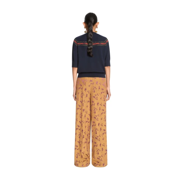 Embroidered wool sweater in Navy - Image 4