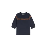 Dries Van Noten Embroidered wool sweater in Navy | Knitwear | Luxury Shoes 
