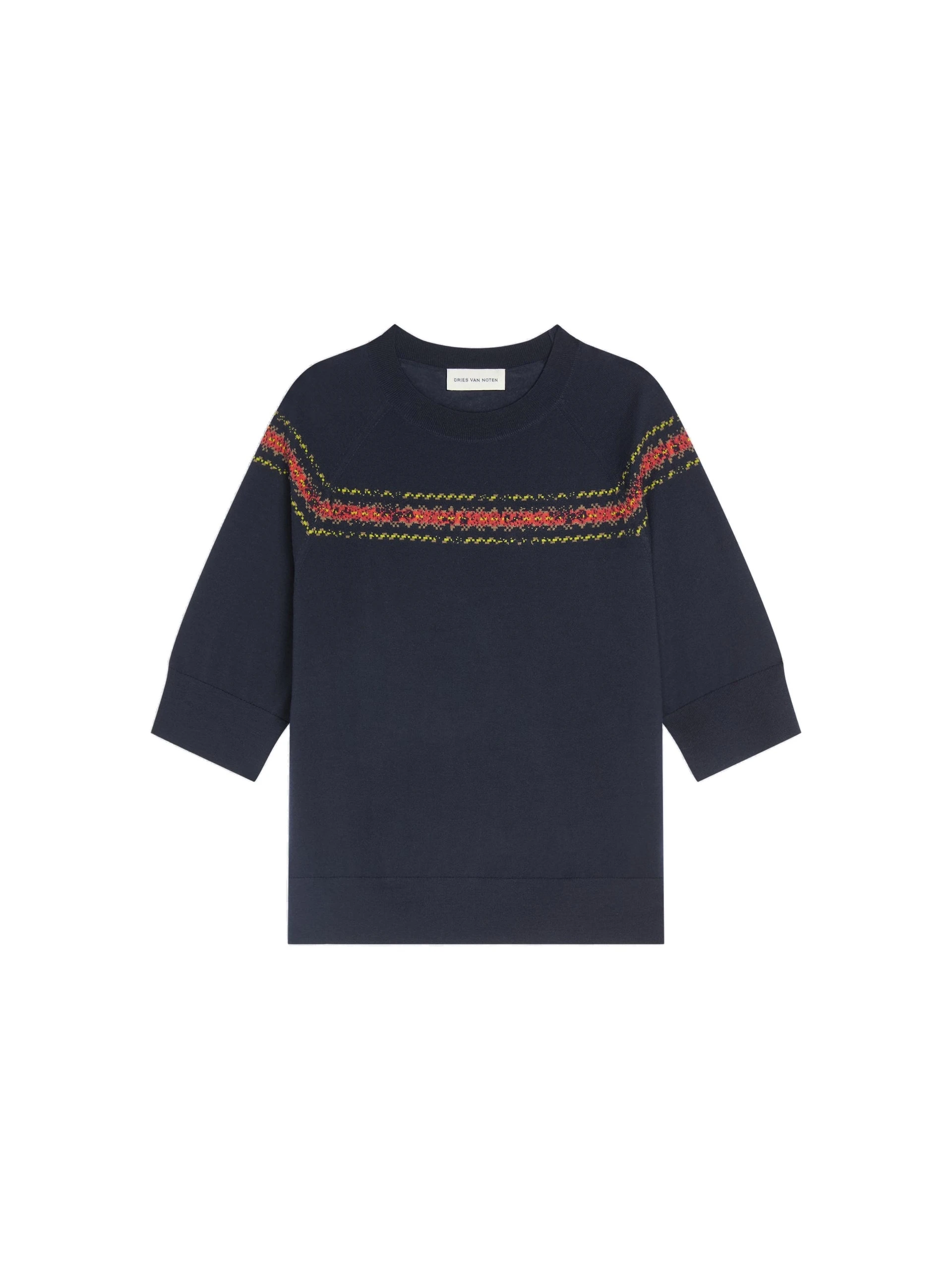 Dries Van Noten Embroidered wool sweater in Navy | Knitwear | Luxury Shoes Dries Van Noten Embroidered wool sweater in Navy | Knitwear | Luxury Shoes