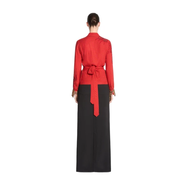 Embroidered wrap shirt in Red - Image 4