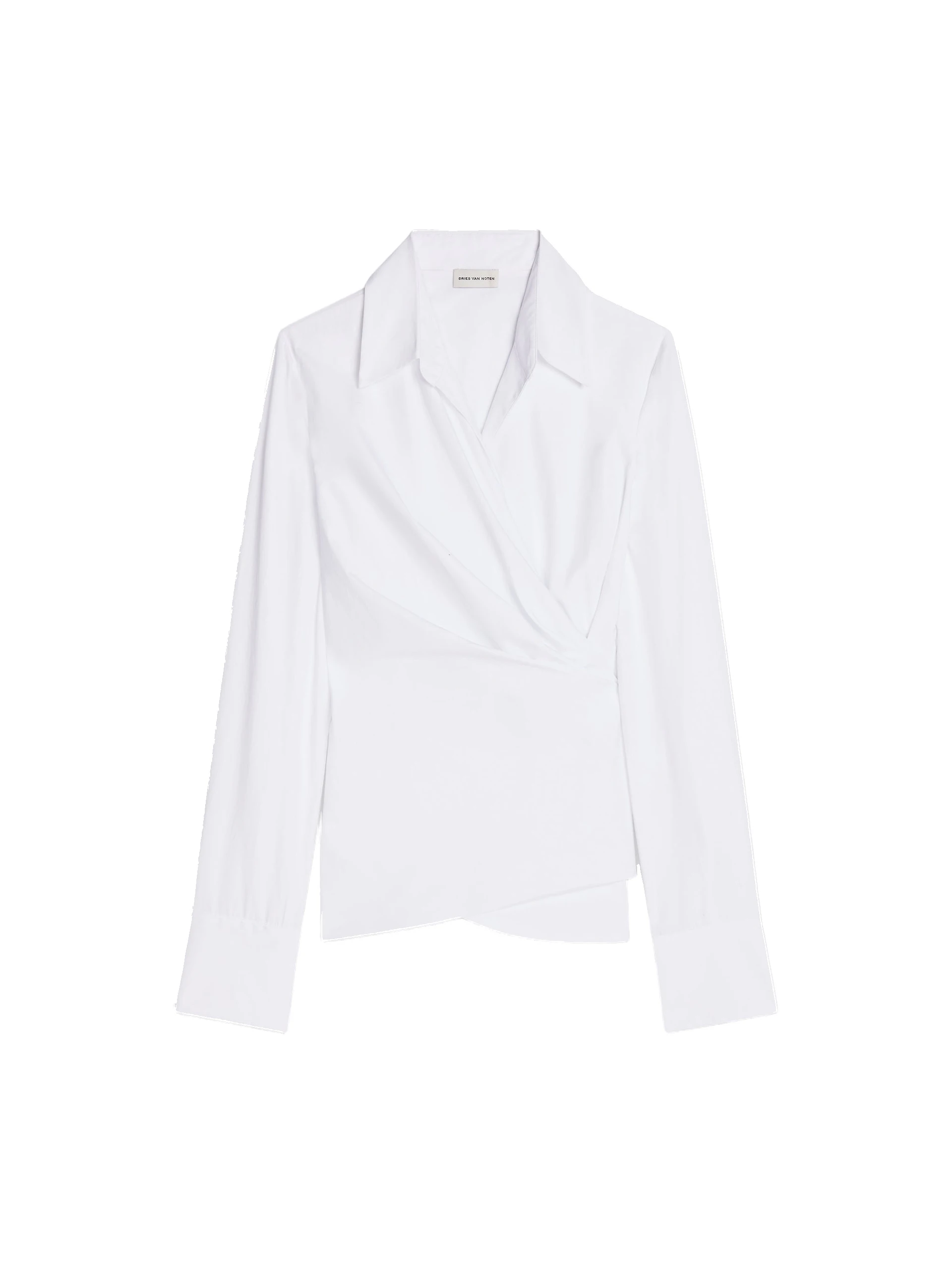 Dries Van Noten Fitted cotton wrap shirt in White | Tops | Luxury Shoes Dries Van Noten Fitted cotton wrap shirt in White | Tops | Luxury Shoes