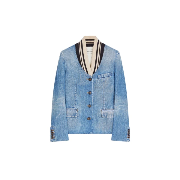 Fitted denim blazer in Blue