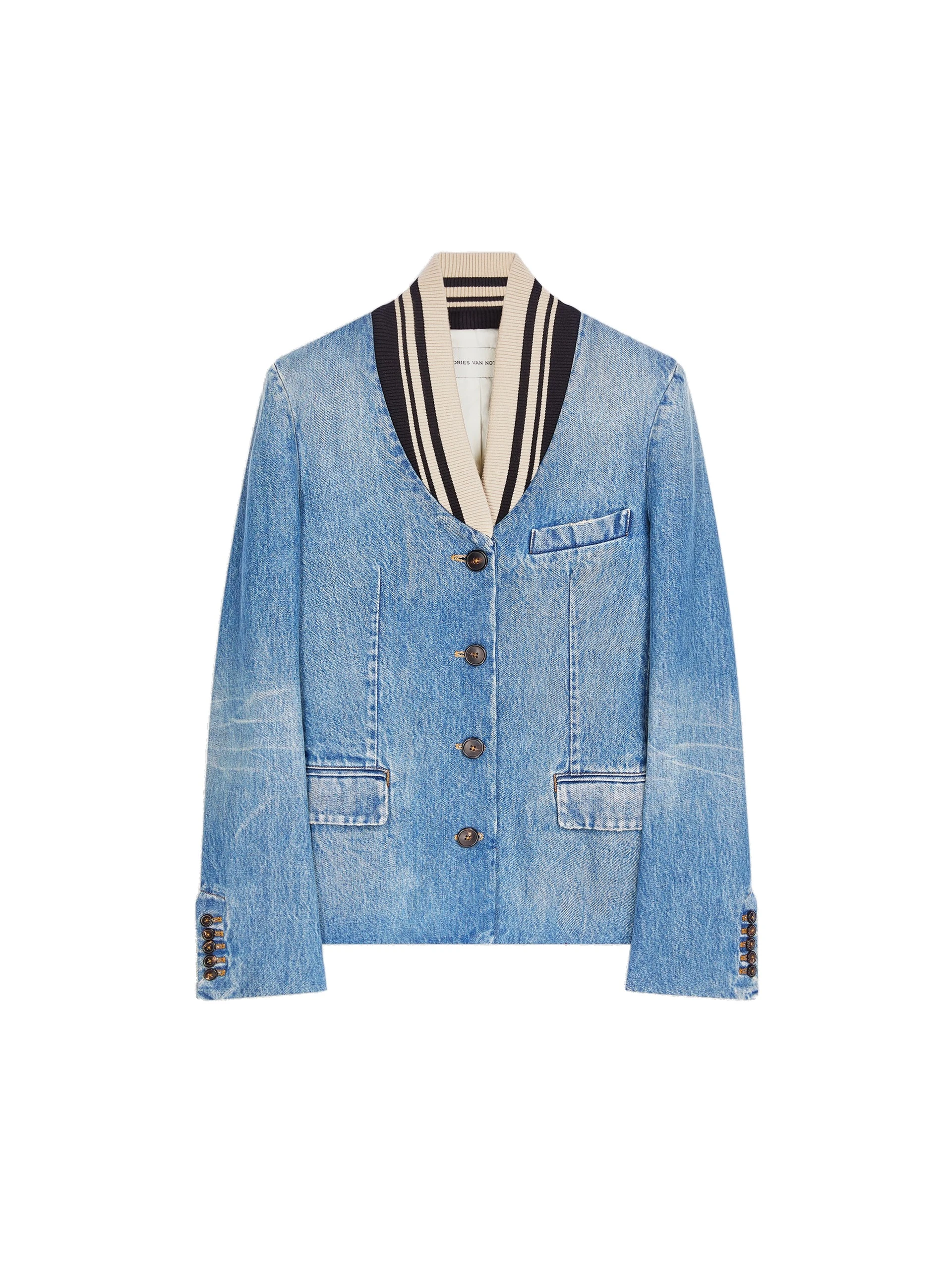 Dries Van Noten Fitted denim blazer in Blue | Jackets | Luxury Shoes Dries Van Noten Fitted denim blazer in Blue | Jackets | Luxury Shoes