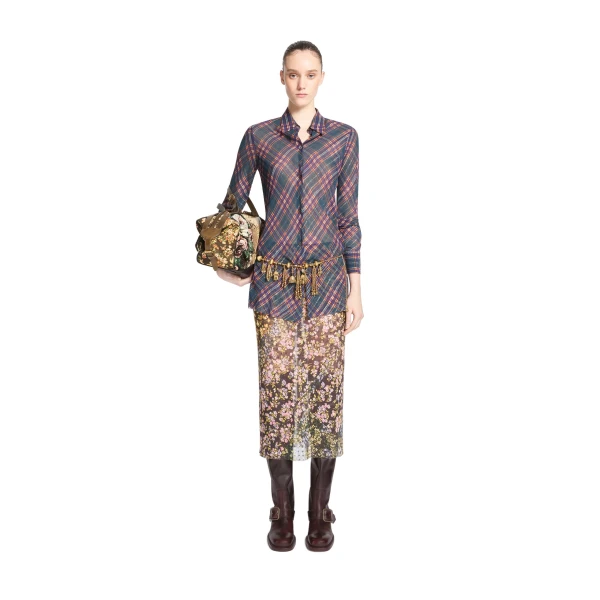 Fitted lurex shirt in Blue - Image 2