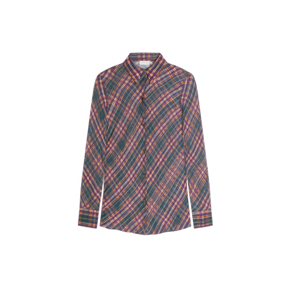 Dries Van Noten Fitted lurex shirt in Blue | Tops | Luxury Shoes 