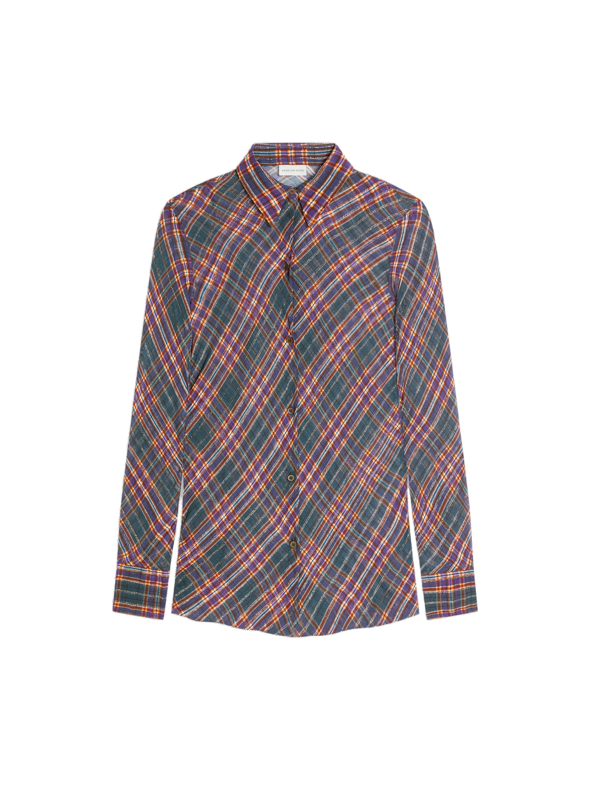 Dries Van Noten Fitted lurex shirt in Blue | Tops | Luxury Shoes Dries Van Noten Fitted lurex shirt in Blue | Tops | Luxury Shoes