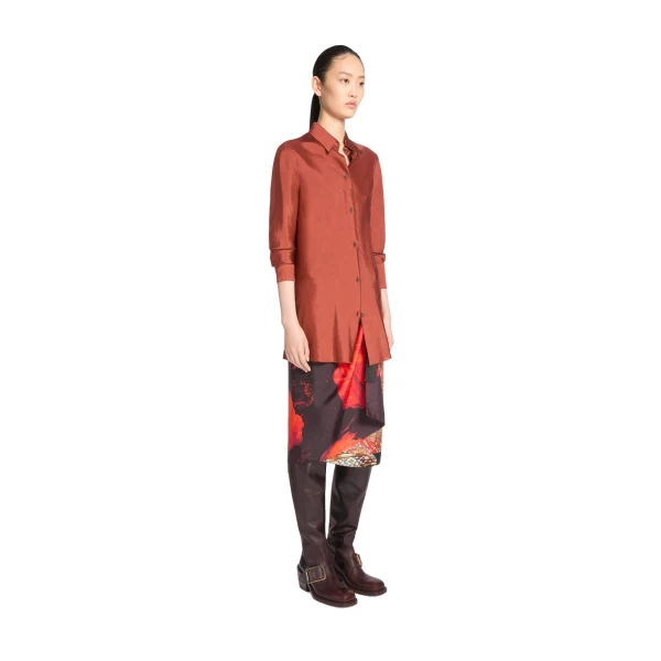 Fitted viscose shirt in Rust - Image 3
