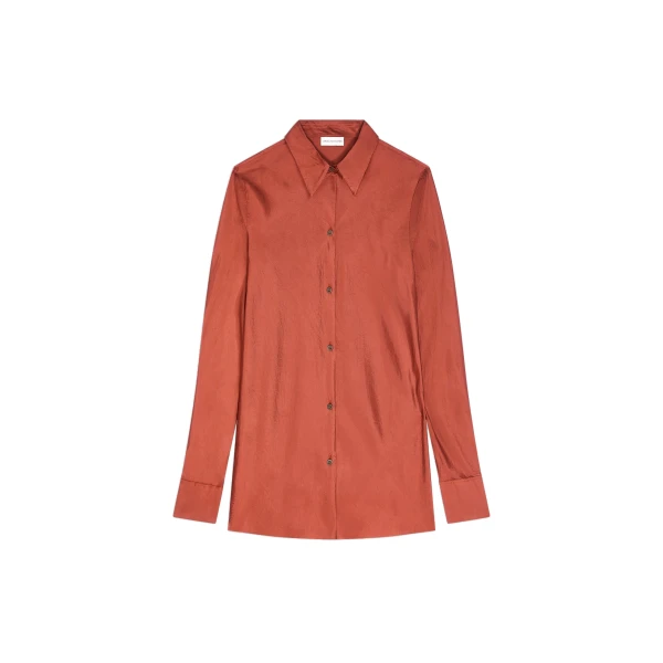 Fitted viscose shirt in Rust